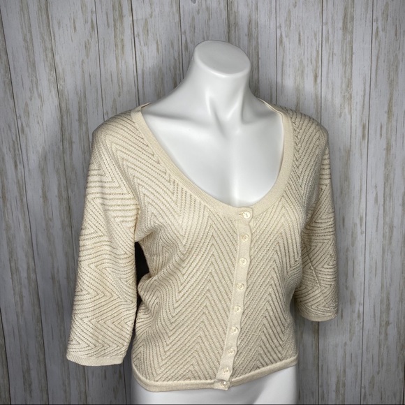 🍋 Classiques Entier Cream and Gold Cardigan Small - Picture 7 of 7
